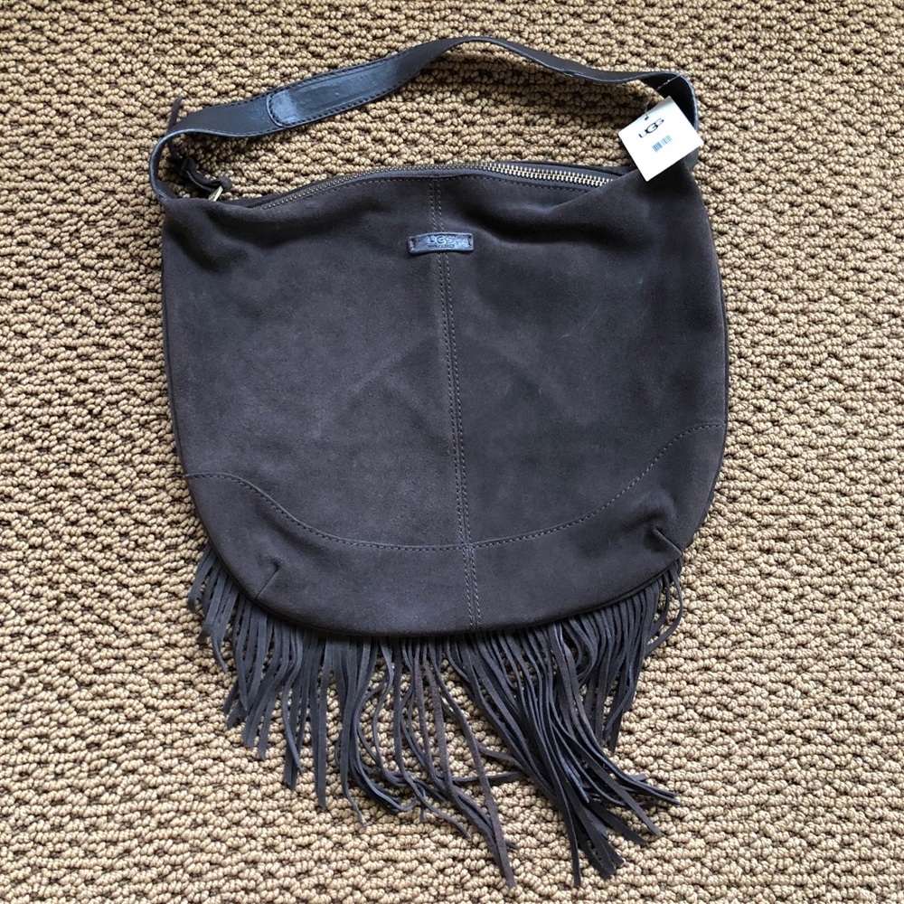 NEW !! DARK BROWN suede UGG shoulder bag